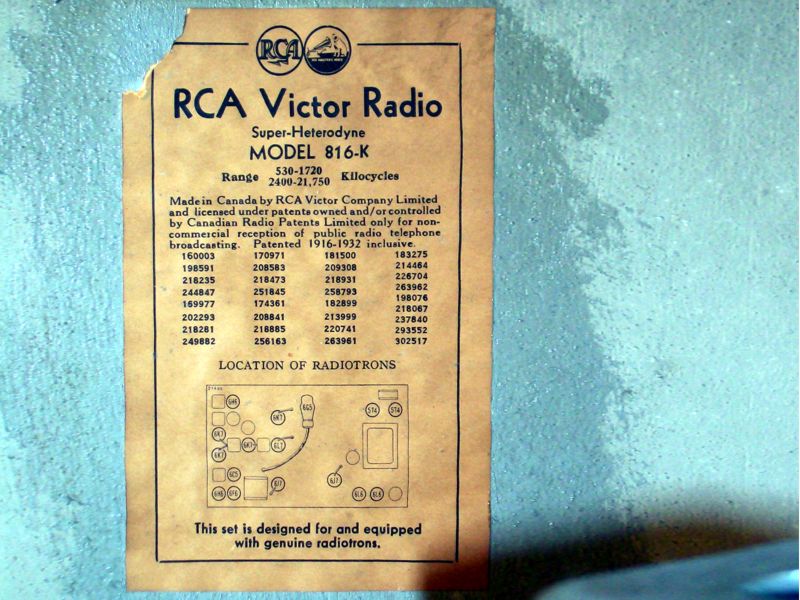1937 RCA Canada 816K Console Radio - Magic Brain, Eye, &Voice 1937 RCA Canada 816K Console Radio - Magic Brain, Eye, &Voice